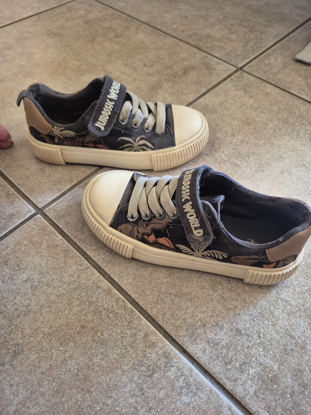H&M Black Canvas Kids Sneakers with Cream Soles and Jurassic World Detail